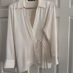 Zara Cream Wrap Blouse